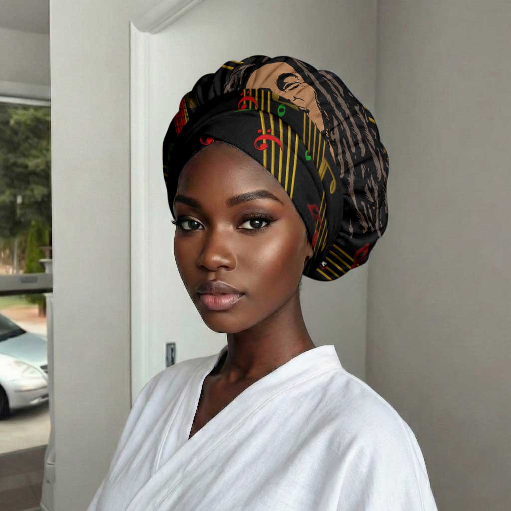 Legend Bob Get Up Stand Up Easy Headwrap Black Jamaican Reggae Multicolored
