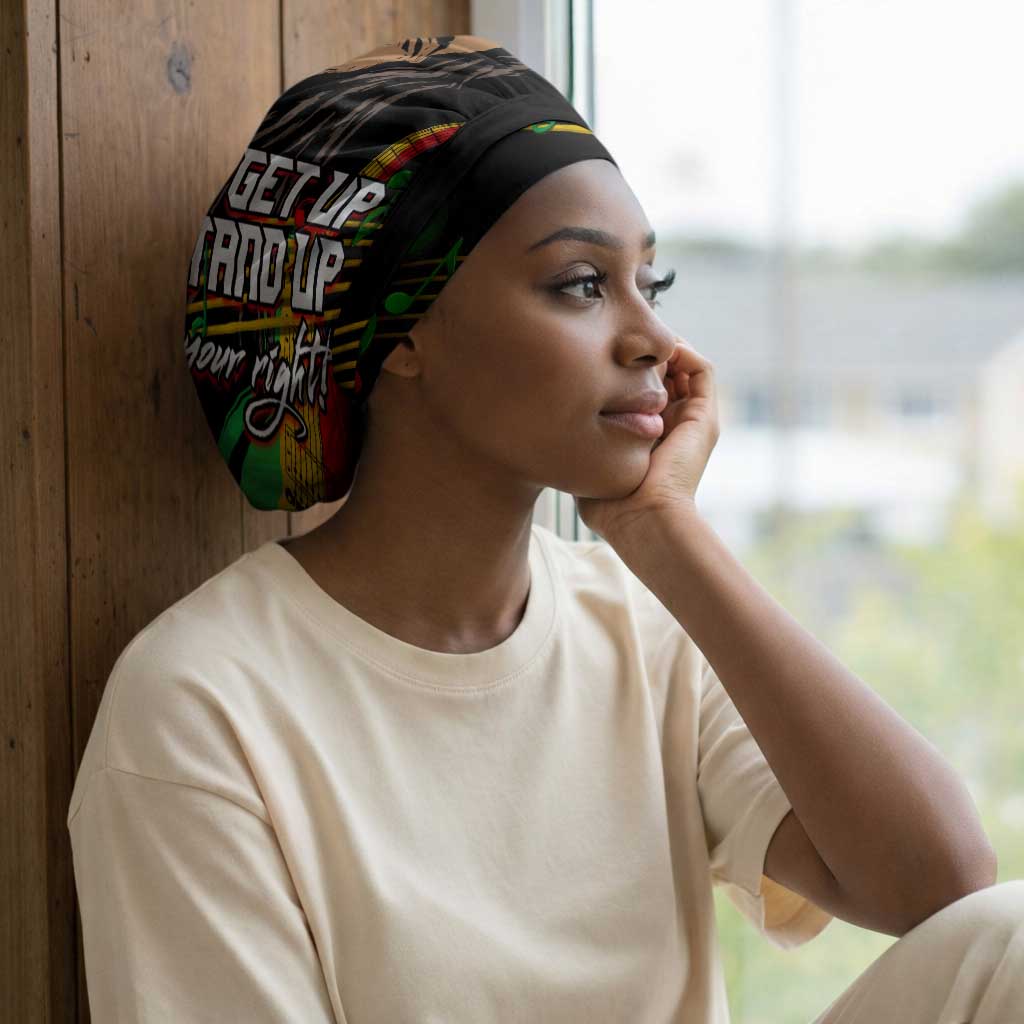 Legend Bob Get Up Stand Up Easy Headwrap Black Jamaican Reggae Multicolored