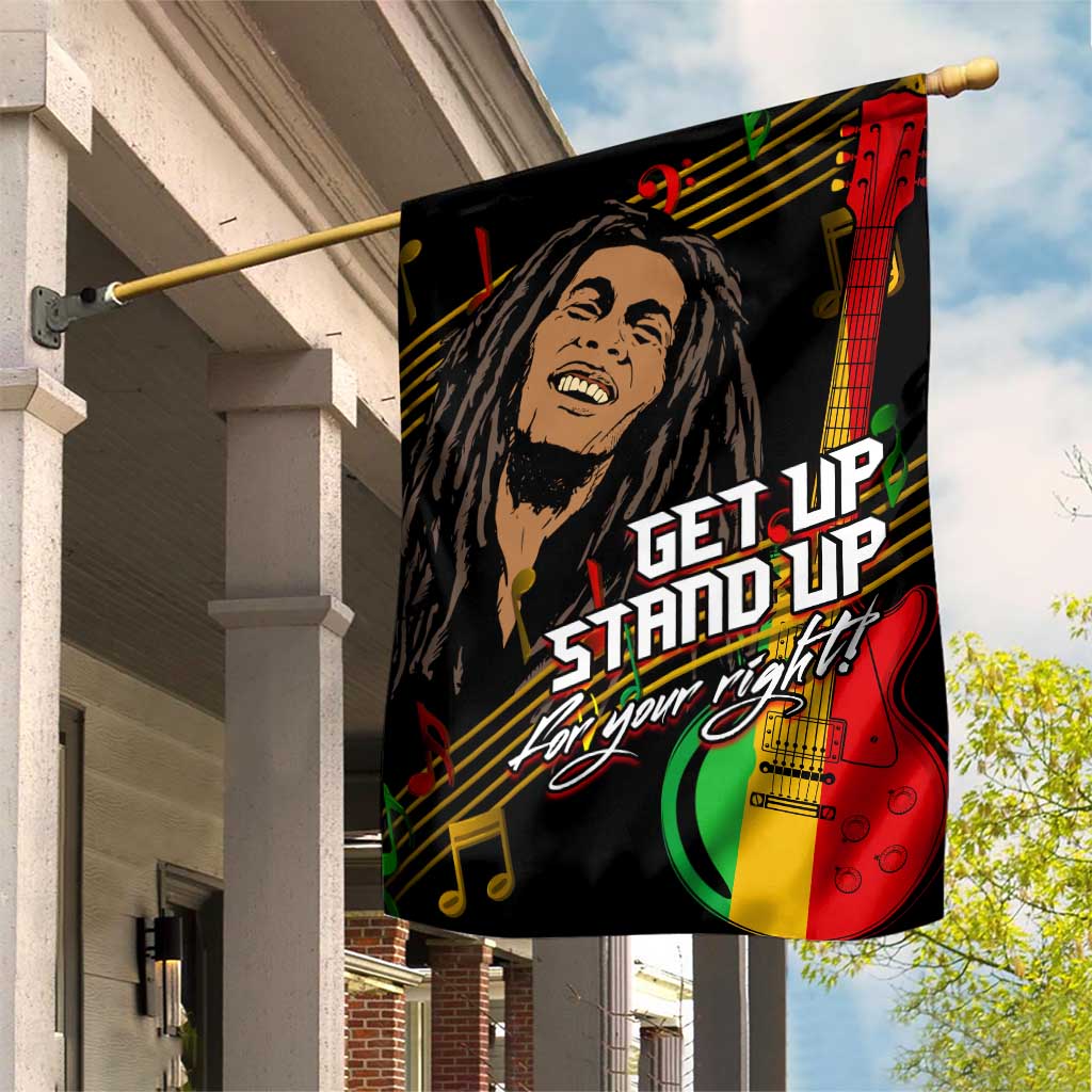 Legend Bob Get Up Stand Up Garden Flag Black Jamaican Reggae Multicolored