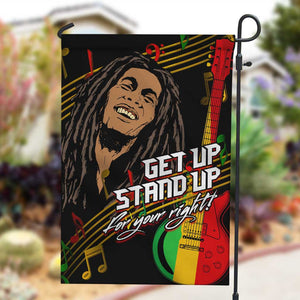 Legend Bob Get Up Stand Up Garden Flag Black Jamaican Reggae Multicolored