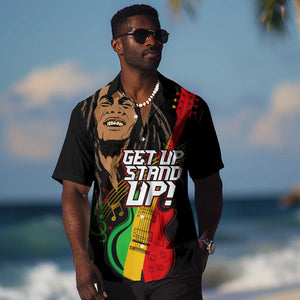 Legend Bob Get Up Stand Up Hawaiian Shirt Black Jamaican Reggae Multicolored