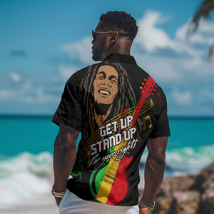 Legend Bob Get Up Stand Up Hawaiian Shirt Black Jamaican Reggae Multicolored