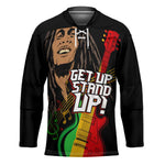 Legend Bob Get Up Stand Up Hockey Jersey Black Jamaican Reggae Multicolored