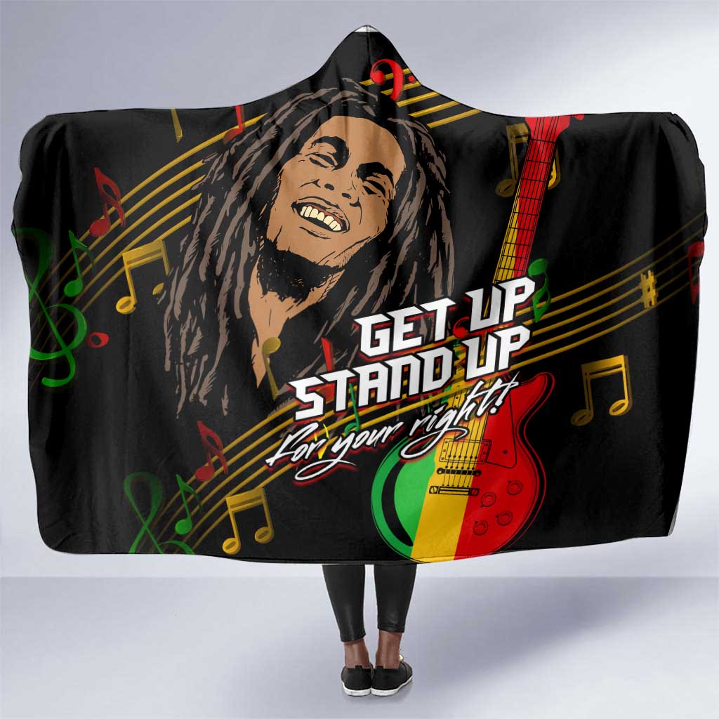 Legend Bob Get Up Stand Up Hooded Blanket Black Jamaican Reggae Multicolored