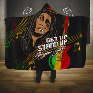 Legend Bob Get Up Stand Up Hooded Blanket Black Jamaican Reggae Multicolored