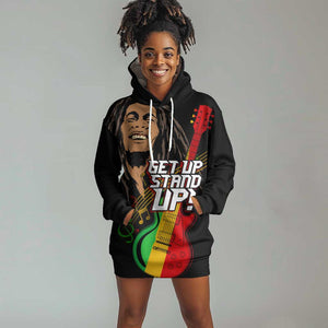 Legend Bob Get Up Stand Up Hoodie Dress Black Jamaican Reggae Multicolored