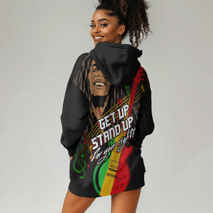 Legend Bob Get Up Stand Up Hoodie Dress Black Jamaican Reggae Multicolored