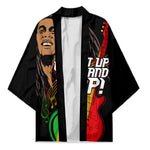 Legend Bob Get Up Stand Up Kimono Black Jamaican Reggae Multicolored