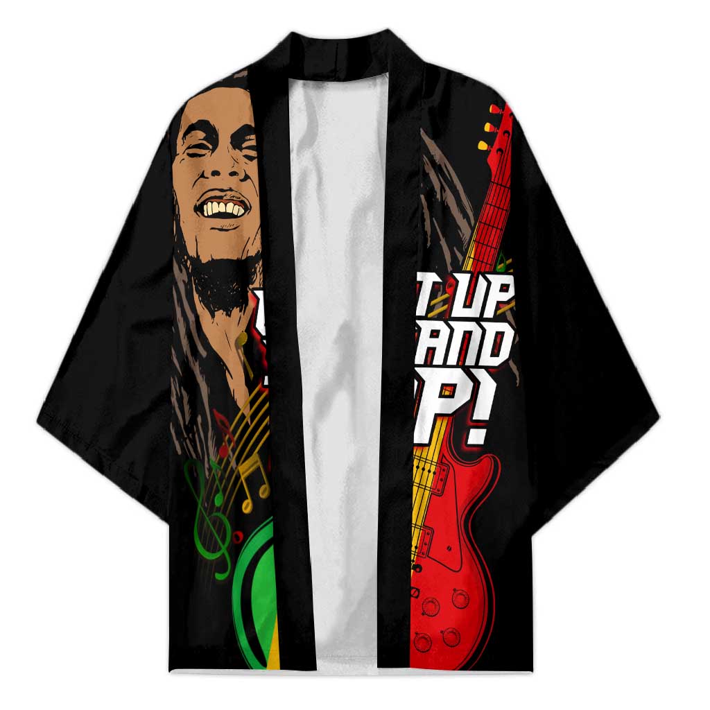 Legend Bob Get Up Stand Up Kimono Black Jamaican Reggae Multicolored