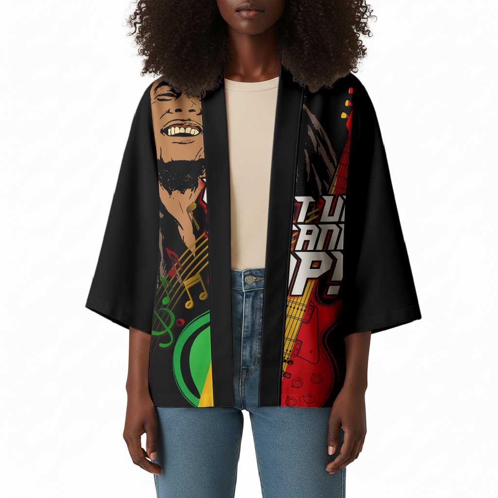 Legend Bob Get Up Stand Up Kimono Black Jamaican Reggae Multicolored