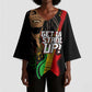 Legend Bob Get Up Stand Up Kimono Sleeve Blouse Black Jamaican Reggae Multicolored