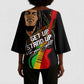 Legend Bob Get Up Stand Up Kimono Sleeve Blouse Black Jamaican Reggae Multicolored