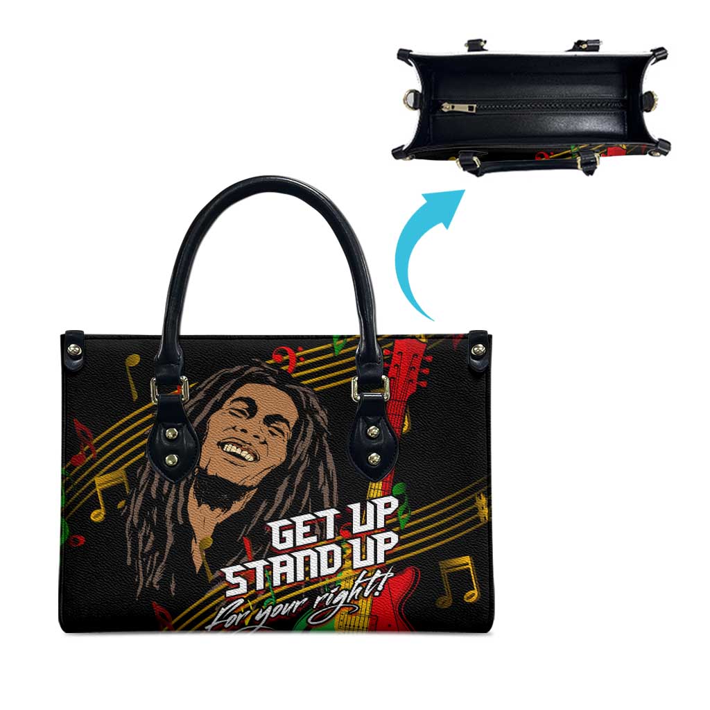 Legend Bob Get Up Stand Up Leather Bag Black Jamaican Reggae Multicolored