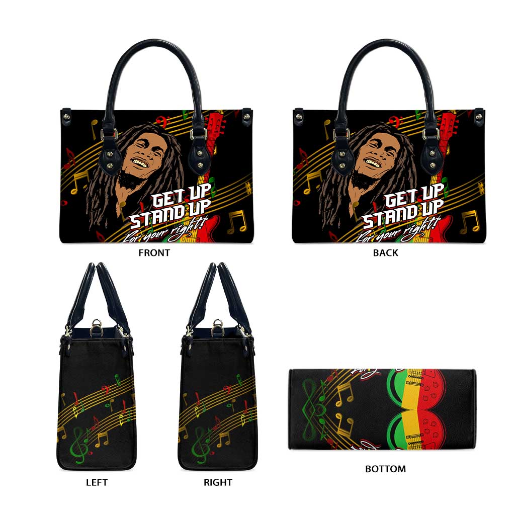 Legend Bob Get Up Stand Up Leather Bag Black Jamaican Reggae Multicolored