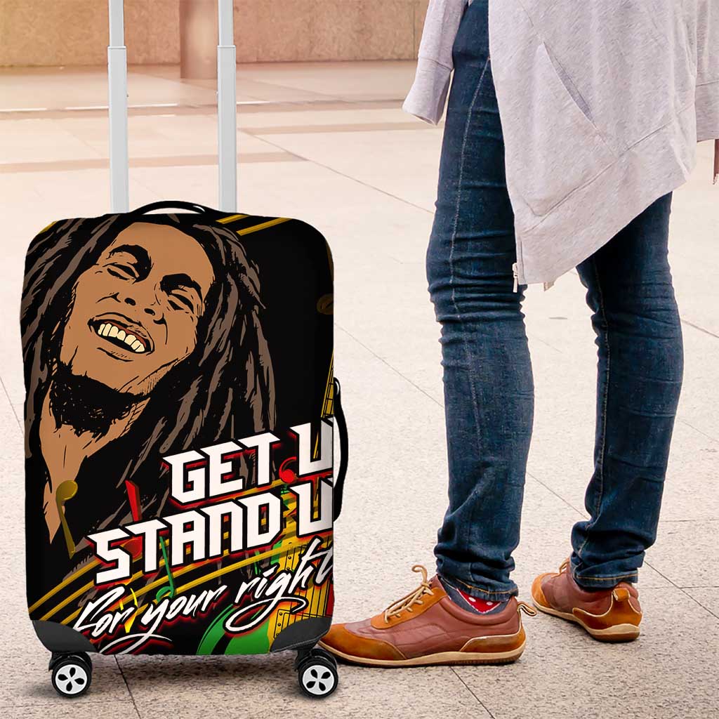 Legend Bob Get Up Stand Up Luggage Cover Black Jamaican Reggae Multicolored