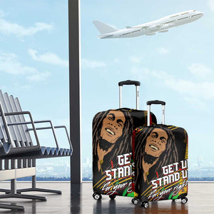 Legend Bob Get Up Stand Up Luggage Cover Black Jamaican Reggae Multicolored