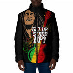 Legend Bob Get Up Stand Up Padded Jacket Black Jamaican Reggae Multicolored
