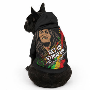 Legend Bob Get Up Stand Up Pet Hoodie Black Jamaican Reggae Multicolored