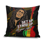 Legend Bob Get Up Stand Up Pillow Cover Black Jamaican Reggae Multicolored
