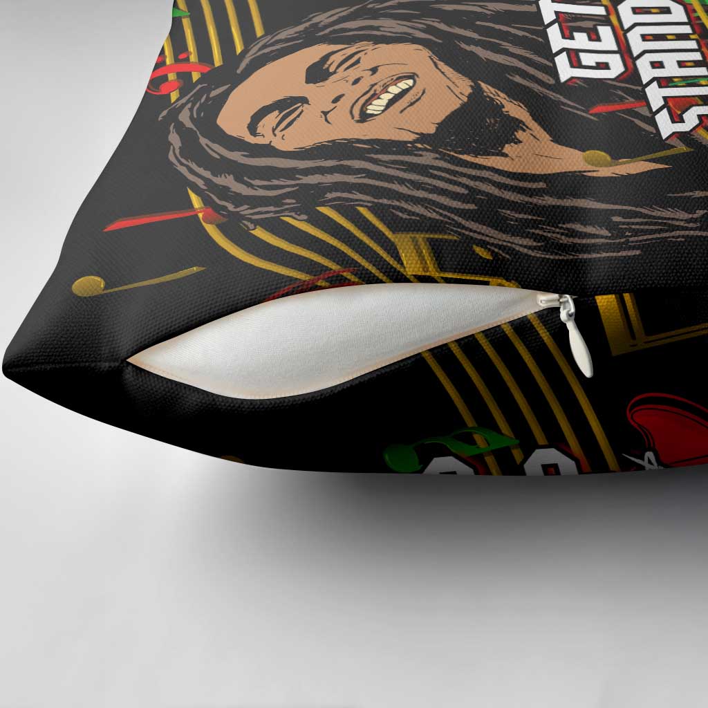 Legend Bob Get Up Stand Up Pillow Cover Black Jamaican Reggae Multicolored