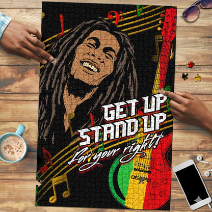 Legend Bob Get Up Stand Up Puzzle Black Jamaican Reggae Multicolored