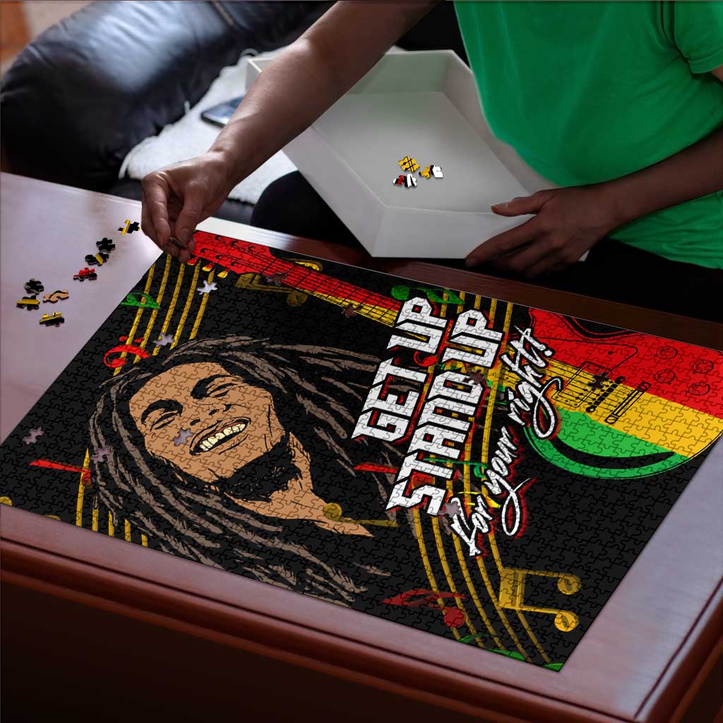 Legend Bob Get Up Stand Up Puzzle Black Jamaican Reggae Multicolored