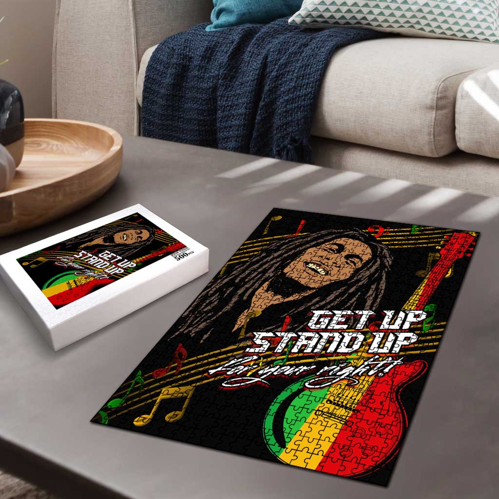 Legend Bob Get Up Stand Up Puzzle Black Jamaican Reggae Multicolored