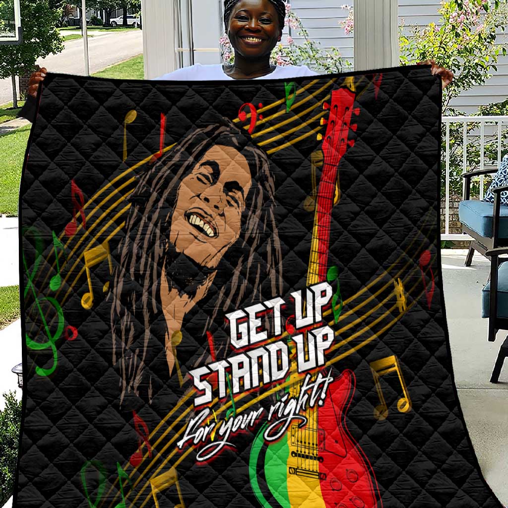 Legend Bob Get Up Stand Up Quilt Black Jamaican Reggae Multicolored