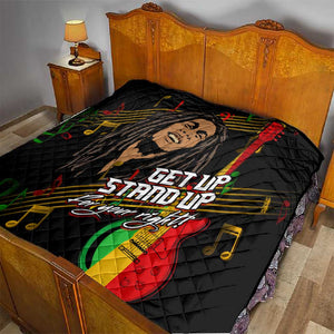 Legend Bob Get Up Stand Up Quilt Black Jamaican Reggae Multicolored