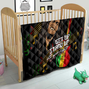 Legend Bob Get Up Stand Up Quilt Black Jamaican Reggae Multicolored