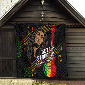 Legend Bob Get Up Stand Up Quilt Black Jamaican Reggae Multicolored