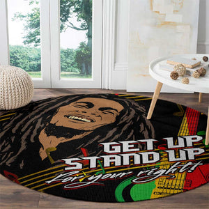 Legend Bob Get Up Stand Up Round Carpet Black Jamaican Reggae Multicolored