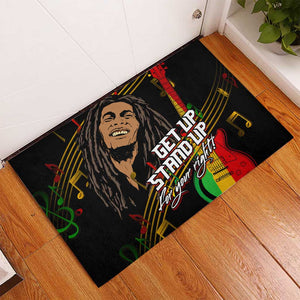 Legend Bob Get Up Stand Up Rubber Doormat Black Jamaican Reggae Multicolored