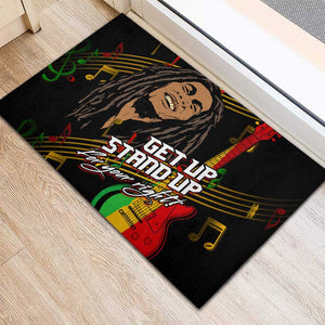 Legend Bob Get Up Stand Up Rubber Doormat Black Jamaican Reggae Multicolored