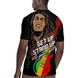 Legend Bob Get Up Stand Up Rugby Jersey Black Jamaican Reggae Multicolored