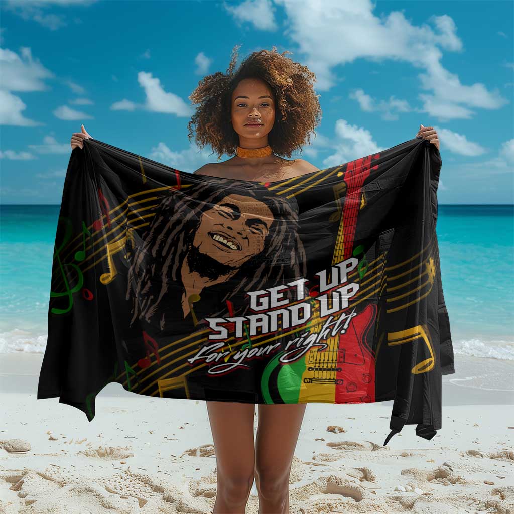 Legend Bob Get Up Stand Up Sarong Black Jamaican Reggae Multicolored