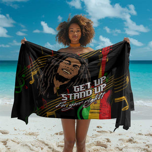 Legend Bob Get Up Stand Up Sarong Black Jamaican Reggae Multicolored