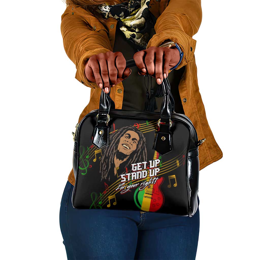 Legend Bob Get Up Stand Up Shoulder Handbag Black Jamaican Reggae Multicolored