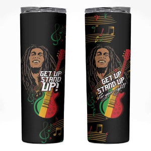 Legend Bob Get Up Stand Up Skinny Tumbler Black Jamaican Reggae Multicolored