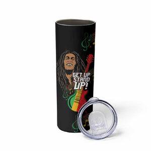 Legend Bob Get Up Stand Up Skinny Tumbler Black Jamaican Reggae Multicolored