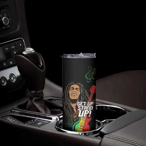 Legend Bob Get Up Stand Up Skinny Tumbler Black Jamaican Reggae Multicolored