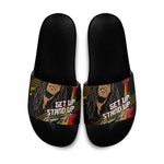 Legend Bob Get Up Stand Up Slide Sandals Black Jamaican Reggae Multicolored