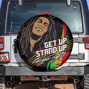 Legend Bob Get Up Stand Up Spare Tire Cover Black Jamaican Reggae Multicolored