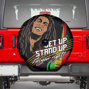 Legend Bob Get Up Stand Up Spare Tire Cover Black Jamaican Reggae Multicolored