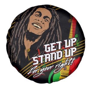 Legend Bob Get Up Stand Up Spare Tire Cover Black Jamaican Reggae Multicolored