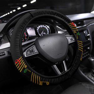 Legend Bob Get Up Stand Up Steering Wheel Cover Black Jamaican Reggae Multicolored