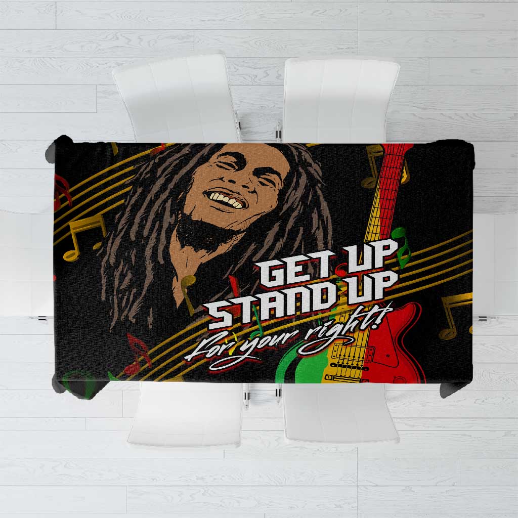 Legend Bob Get Up Stand Up Tablecloth Black Jamaican Reggae Multicolored