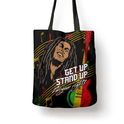 Legend Bob Get Up Stand Up Tote Bag Black Jamaican Reggae Multicolored