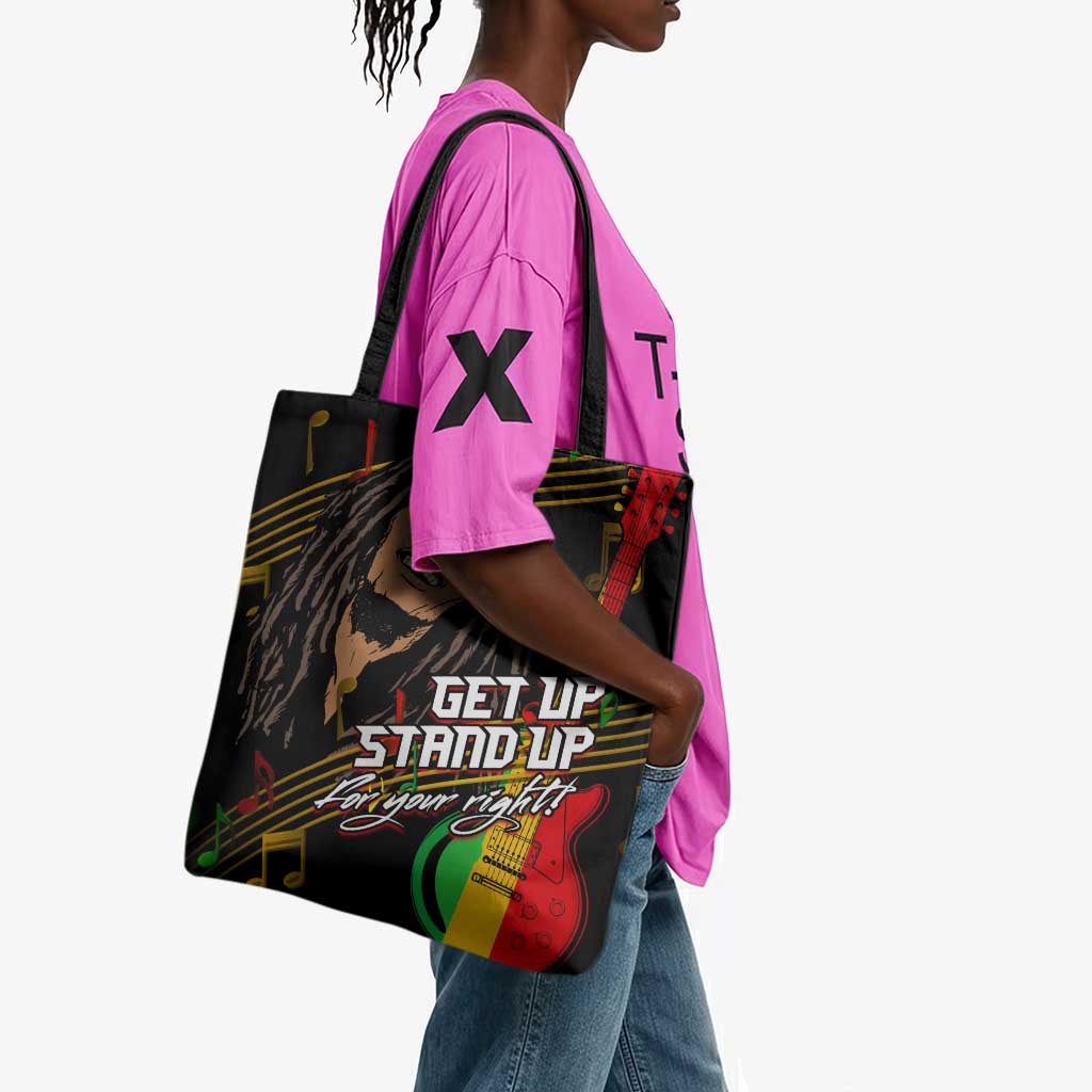 Legend Bob Get Up Stand Up Tote Bag Black Jamaican Reggae Multicolored