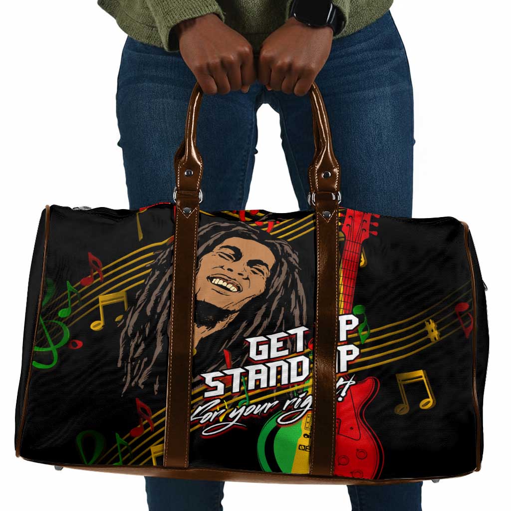 Legend Bob Get Up Stand Up Travel Bag Black Jamaican Reggae Multicolored